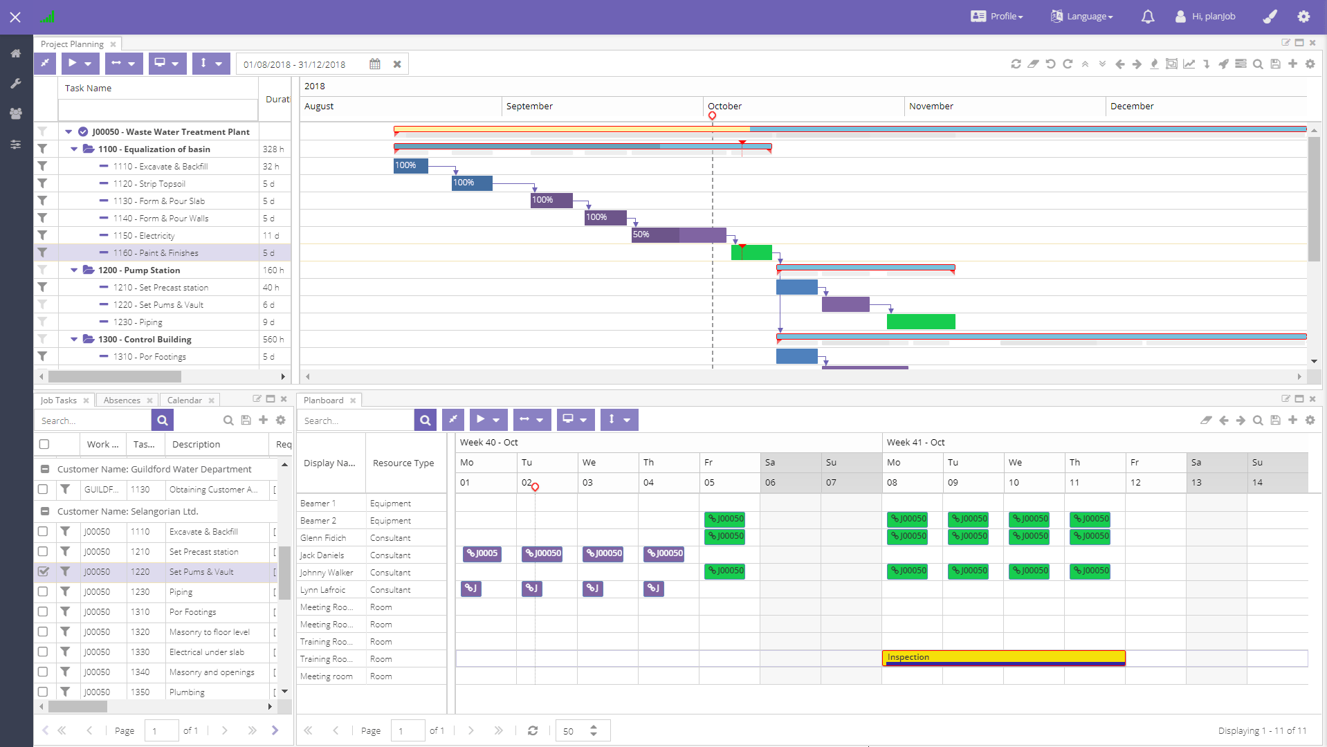 Dime.Scheduler planning board